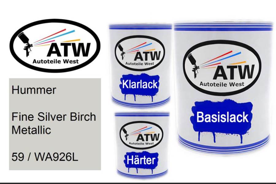 Hummer, Fine Silver Birch Metallic, 59 / WA926L: 1L Lackdose + 1L Klarlack + 500ml Härter - Set, von ATW Autoteile West.